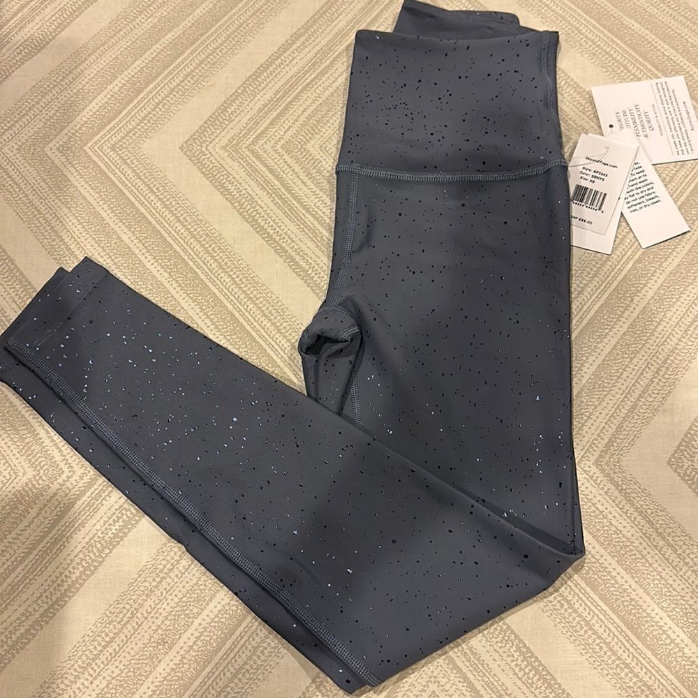 Beyond Yoga Slate Blue Speckled High-Waist Leggings